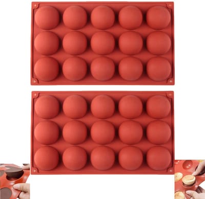 2 stuks Siliconen halfronde cakevorm - 15 gaten Ronde chocoladevorm - siliconen mal - bakvorm - geschikt voor het maken van gelei, chocolade en cakes