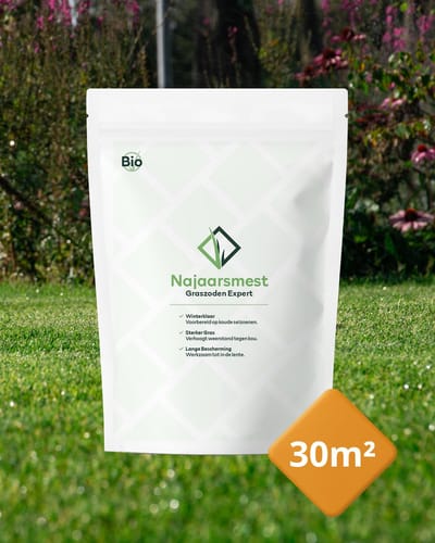 Graszoden Expert Najaarsmest (30m²) | Gazonmest - Kunstmest - Bodemverbeteraar - Graszaad - Kalk - IJzersulfaat