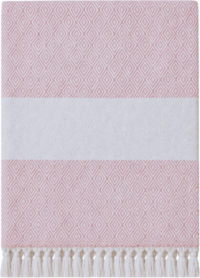 Hamamdoek, Strandlaken, 100x180 cm, 100% Katoen, 450 gr, Zacht en Sneldrogend, Sauna, Spa, Strand, Yoga, Luxe Hamamdoek, Diamond Design, Roze, Duurzaam, De Linde Home