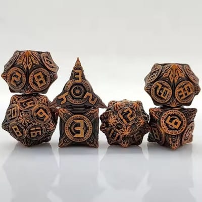 Lapi Toys - Dnd dice - Hollow dice - Polydice - Incl. dice bag - Metaal - Goud