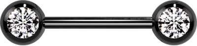 Piercing titanium steen rond extern schroefdraad 1.6x12 - zwart - LMPiercings