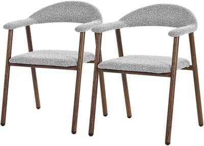 Eetkamerstoelen set van 2 met armleuningen, rugleuning & geweven structuur, grijs, woonkamerstoelen keukenstoelen gestoffeerde stoelen ML-Design