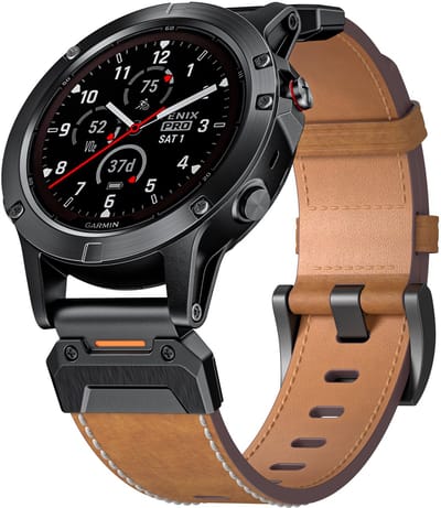 Strap-it Genuine leren bandje Quickfit 22mm - geschikt voor Garmin Fenix 5 (Plus) / Fenix 6 (Pro) / Fenix 7 (Sapphire / Solar / Pro) / Fenix 8 - 47mm / Fenix E / Epix (Pro) Gen 2 - 47mm / Quatix 8 - 47mm / Quatix 5 / 6 / 7 (bruin)