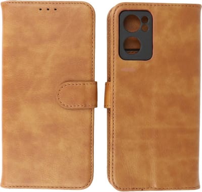 Oppo Reno 7 5G Hoesje - Book Case Telefoonhoesje - Kaarthouder Portemonnee Hoesje - Wallet Cases - Bruin