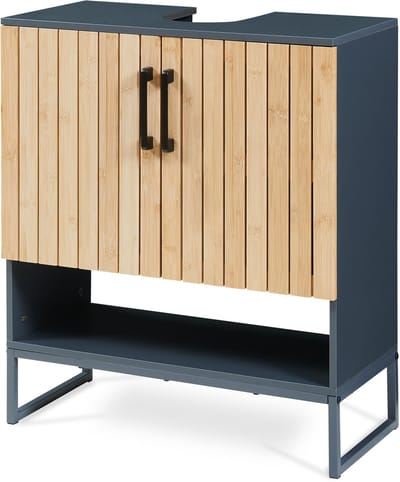 Wastafelonderkast Svanes 70x60x30 cm donkergrijs en naturel [en.casa]