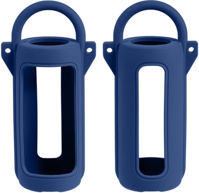 Beschermhoes geschikt voor JBL Grip Bluetooth Speaker - Met Draaghendel, Draagriem en Karabijnhaak - Meerdere Kleuren - Navy Blauw - Schokbestendig - Krasbestendig - Siliconen - Hoesje - Case - Bescherming