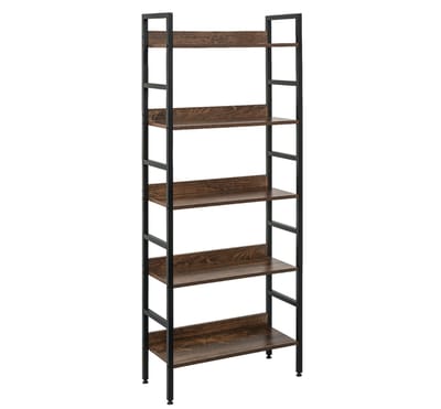 Happyment Boekenkast Oda - Industrieel - 5 Lagen - Bruin/Grijs - Hout Look - Boekenrek - Woonkamer, slaapkamer en kinderkamer - Hout/Metaal - 60 x 27.5 x 160 cm