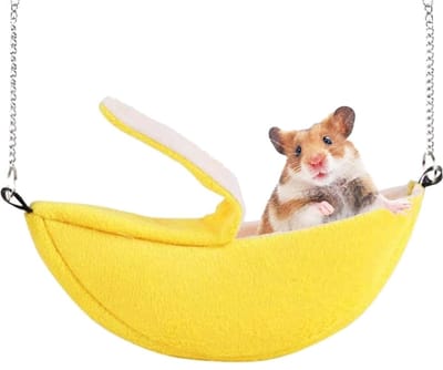 longziming - Hamster Bed - Knaagdieren nest - Hangmat - Banaanvormig - Zacht flanellen materiaal - Wasbaar - Met kettinghaken - 20x6,5 cm
