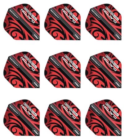 Harde Jonny Clayton Tribal Dart Flights - Rood en Zwart - 3 Sets (9 Dart Flights Totaal)