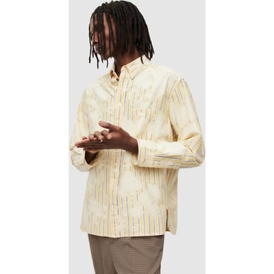 AllSaints Crema Ls Shirt Lemon Yellow Size: XL | Casual Shirts Outlet | Heren | Geel