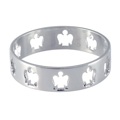 Quiges Stapelring Dames - Vulring Engel - RVS Zilverkleurig - Maat 19 - Hoogte 6mm
