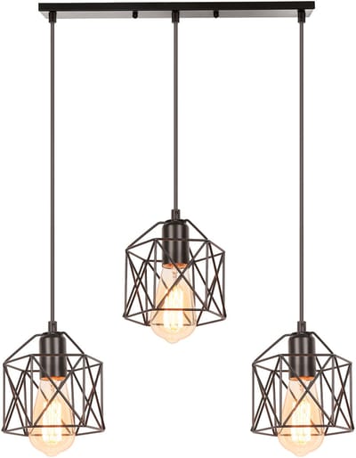 Hanglampen Eetkamer Moderne 3 Lichts E27 Kroonluchter Industrieel Plafondlamp Slaapkamer Woonkamer Zwart