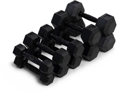 Gym Masters Hexa Dumbbell Set 1-5 kg Voordeelset – Premium Hexagon Dumbbells – Fitness Gewichten – Zwart – 10 Dumbbells – 30 kg