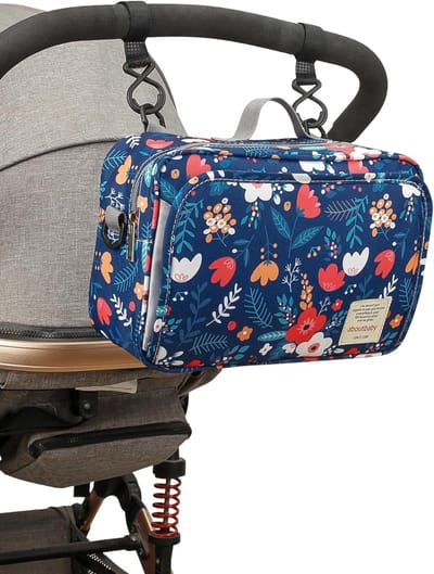Multifunctionele Tas voor Kinderwagen en Luiertas - Organizer voor Ziekenhuis, Moederschap met Blauwe Bloem