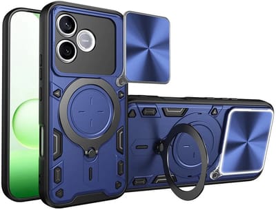 Hoesje geschikt voor HONOR 600 Lite - Phonesta CamLock Back Cover met Camera Slider - Blauw