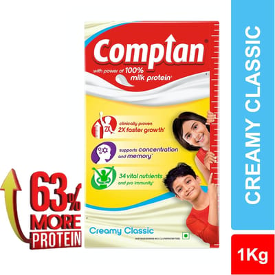 Complan Voedingsdrank Poeder voor Kinderen Romige Klassieke Smaak 1 Kg Verpakking van 1 Gezonde Groei Drank yellow
