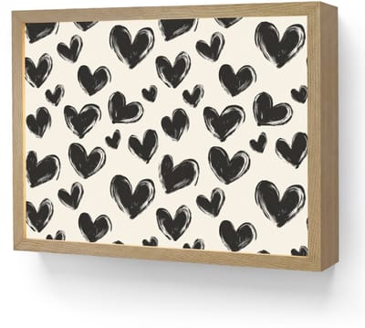 Wandlamp 40x30 cm - Oplaadbaar - Hartjes - Patroon - Zwart - Wandlampen binnen woonkamer - Slaapkamer lamp - Decoratieve nachtlamp - Vloerlamp draadloos