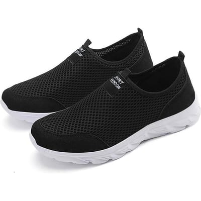 YRZL Heren Sneakers Lichtgewicht Ademend Air Mesh Casual Hardloopschoenen Antislip Comfortabele Instappers voor Heren 38 black