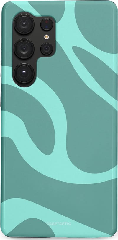 Casetastic Hoesje Geschikt voor Samsung S25 Ultra - Stijlvolle Beschermende Duo-layer Case - Aqua Golven