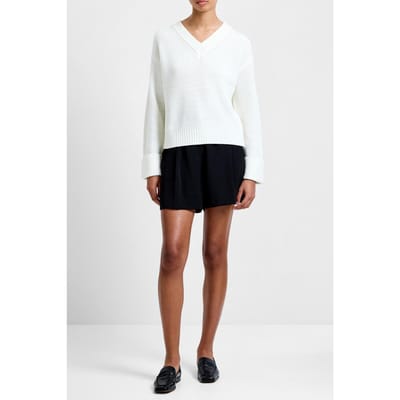 French Connection Joss L/s V Nk Jumper Porcelain Cream Maat: XL | Longsleeves Outlet | Dames | Wit