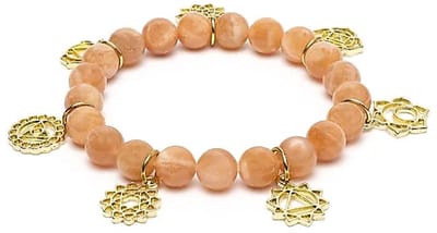 Bedelarmband met chakra-symbolen Zonnesteen – ±7 cm