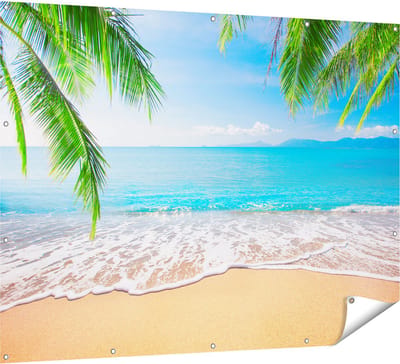 Gards Tuinposter Tropisch Strand en Zee - 160x120 cm - Tuindoek - Tuindecoratie - Wanddecoratie buiten - Tuinschilderij