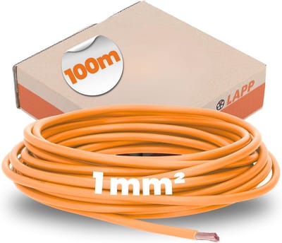 Elektrische Installatiedraad H05V-K 1x1 mm² Enkeladerige Koperdraad in Oranje (100 Meter Rol)
