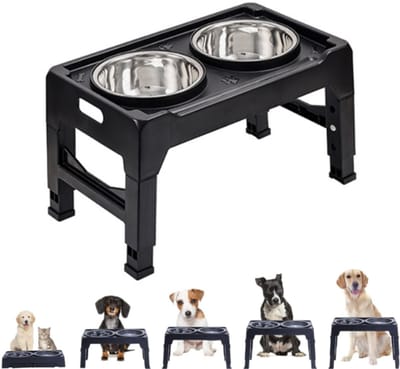 Verhoogde voerbak met standaard verstelbare hoogtes, morsbestendige waterbak voor honden, antislip roestvrijstalen voerbak voor alle maten honden dog bowl stand