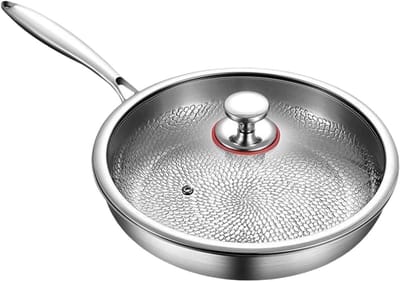 Titanium Pan - Koekenpan Antiaanbak - Dagelijks Koken - Hittebestendige Handgreep - 305 cm - Zilver