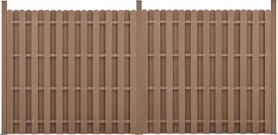 WPC Schuttingpaneel 11 planken met palen 185x376 cm bruin
