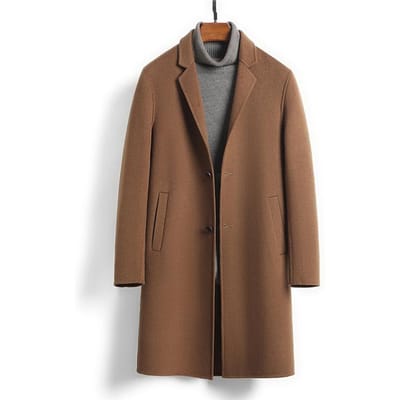 Wollen Jas Dubbelzijdig Handgemaakte Wollen Jas Heren Kasjmier Jas 5XL brown