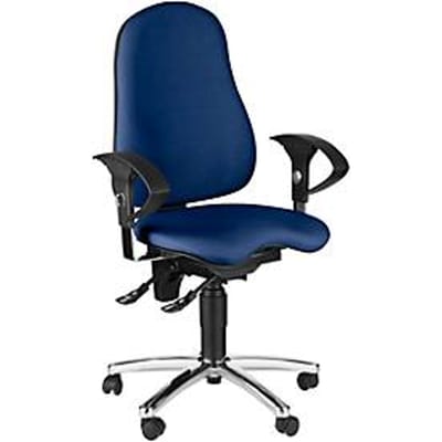 Topstar SENSUM bureaustoel, permanent contact, met armleuningen, lendensteun, 3D orthopedische zitting, blauw