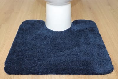 Set - PRIMA - Soft - WC mat - 50x60cm - antislip - met uitsparing 21cm - en - Badmat - 50x70cm - donker blauw - antislip