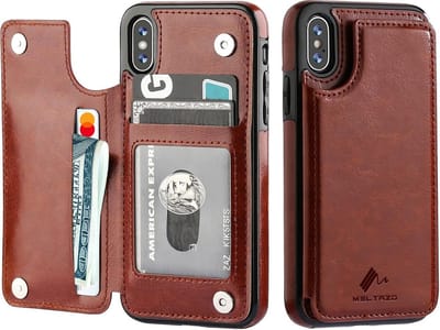 MELTAZO iPhone XS Max Case, iPhone XS Max Hoes, Hoesje iPhone XS Max, Case iPhone XS Max, iPhone XS Max Hoesje met Kaartenhouder, Premium PU-Leer, iPhone XS Max Portemonnee Hoesje (Bruin)