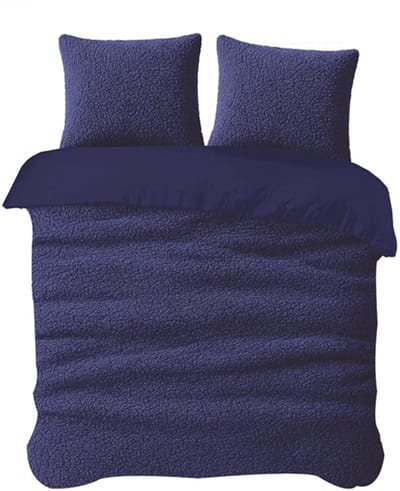 iSleep Dekbedovertrek Teddy - Eenpersoons - 140x200/220 cm - Donker Blauw