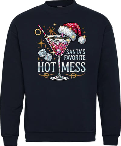 Kersttrui Santa's Favorite Hot Mess | Foute Kersttrui Dames Heren | Kerstcadeau | Kerstpakket | Navy | maat XS