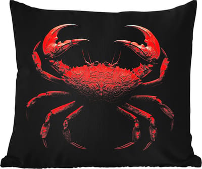 Tuinkussen - Krab - Rood - Vissen - Schaaldieren - 40x40 cm - Weerbestendig