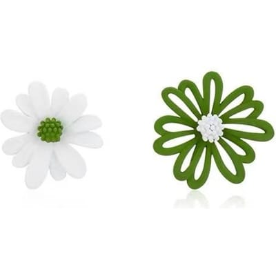 Elegante asymmetrische madeliefjesbloem oorbellen - schattig cadeau voor vrouwen green