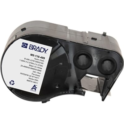 Brady M5-118-499 nylonweefsel labels zwart op wit | 25,4 mm x 9,53 mm (origineel)