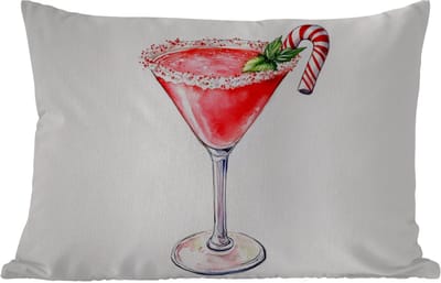 Buitenkussens - Cocktail - Drank - Winter - Kunst - 60x40 cm - Weerbestendig