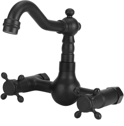 Dailygoods- Keukenkraan Wandmontage - Mengkraan Koper - Dubbele Handgreep - 360° Draaibaar - Modern en Eenvoudig - Installatiegat 13,5-16,5 cm