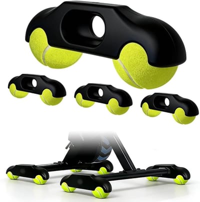Rocker plate voeten - Fietstrainer accessoires - Indoor fietsen - Met 8 tennisballen - 4 stuks - Zwart