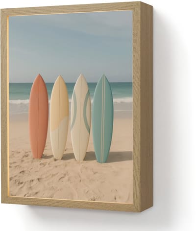 Wandlamp 30x40 cm - Oplaadbaar - Strand - Surfbord - Pastel - Wandlampen binnen woonkamer - Slaapkamer lamp - Decoratieve nachtlamp - Vloerlamp draadloos