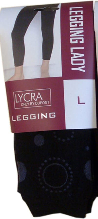Dames legging 80% katoen - fantasie boules - 5 stuks - maat large -enkel zwart