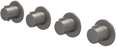 IVY Pact Afbouwdeel Inbouwthermostaat met 3 Stopkranen Symmetry met Ronde Rozetten - Geborsteld Metal Black PVD