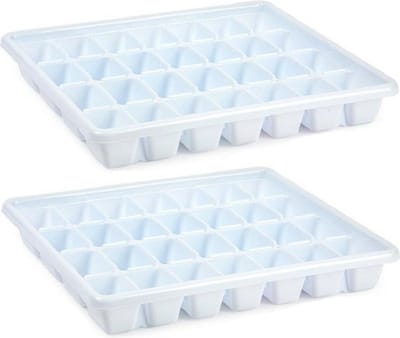 Plasticforte IJsblokjesvormen XXL tray - voor 28x ijsklontjes - 2x - kunststof - wit