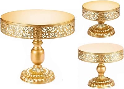 Decoratieve Gouden Taartstandaard - Makkelijk Schoon te Maken, Stabiele Cupcake Houder voor Feestjes - Set van 3 Stuks