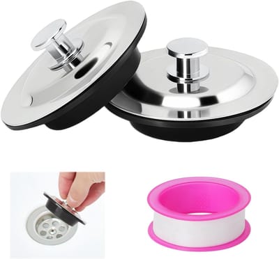 Set van 2 Universele Badkuip Stoppen 42-44 mm, Afvoerstop voor Bad, Douche en Wastafel met Dichtband, Waterdichte Afvoerstopper