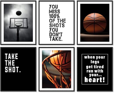 NTHProducts - Basketball Motivational Wall Art - Inspirerende Posters - Multicolour - Sport Decoratie - Perfect voor Jongenskamers - 20x25cm