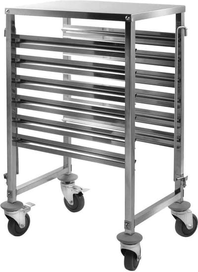 HCB® - Professionele Horeca Regaalwagen - 6 x 1/1 GN - RVS / INOX Serveerwagen - Roestvrijstaal trolley - 55x38x95 cm (DxBxH) - 11 kg - 1386